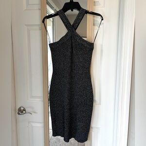 House of Harlow 1960 Black & Silver Lurex Shimmer Halter Knit Dress Small